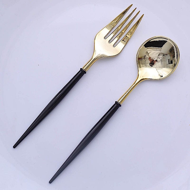 24 pcs 6" Gold Premium Fork and Spoon Plastic Cutlery - Disposable Tableware