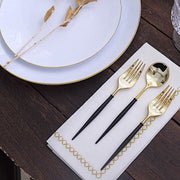 24 pcs 6" Gold Premium Fork and Spoon Plastic Cutlery - Disposable Tableware