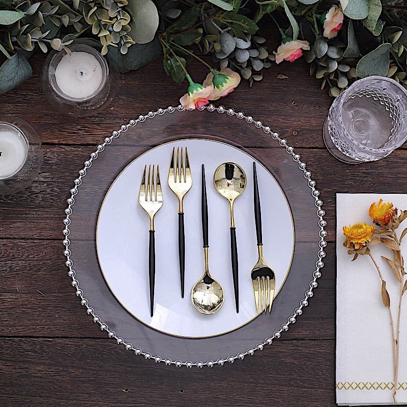 24 pcs 6" Gold Premium Fork and Spoon Plastic Cutlery - Disposable Tableware