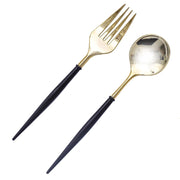 24 pcs 6" Gold Premium Fork and Spoon Plastic Cutlery - Disposable Tableware