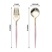 24 pcs 6" Gold Premium Fork and Spoon Plastic Cutlery - Disposable Tableware