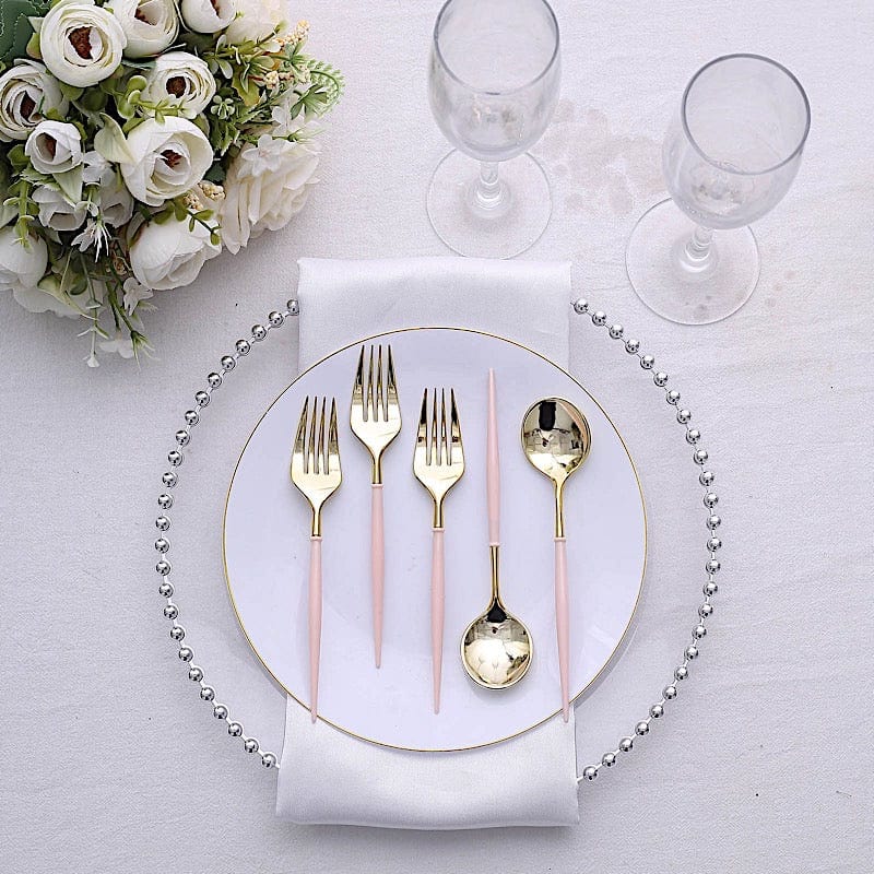 24 pcs 6" Gold Premium Fork and Spoon Plastic Cutlery - Disposable Tableware