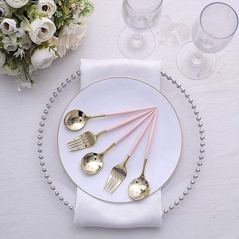24 pcs 6" Gold Premium Fork and Spoon Plastic Cutlery - Disposable Tableware