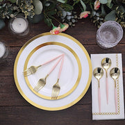 24 pcs 6" Gold Premium Fork and Spoon Plastic Cutlery - Disposable Tableware