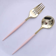 24 pcs 6" Gold Premium Fork and Spoon Plastic Cutlery - Disposable Tableware