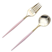 24 pcs 6" Gold Premium Fork and Spoon Plastic Cutlery - Disposable Tableware