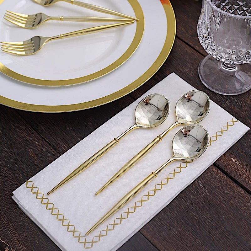 24 pcs 6" Gold Premium Fork and Spoon Plastic Cutlery - Disposable Tableware