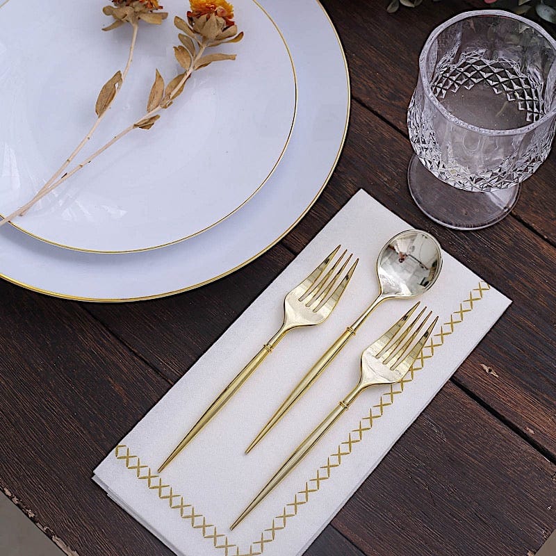 24 pcs 6" Gold Premium Fork and Spoon Plastic Cutlery - Disposable Tableware