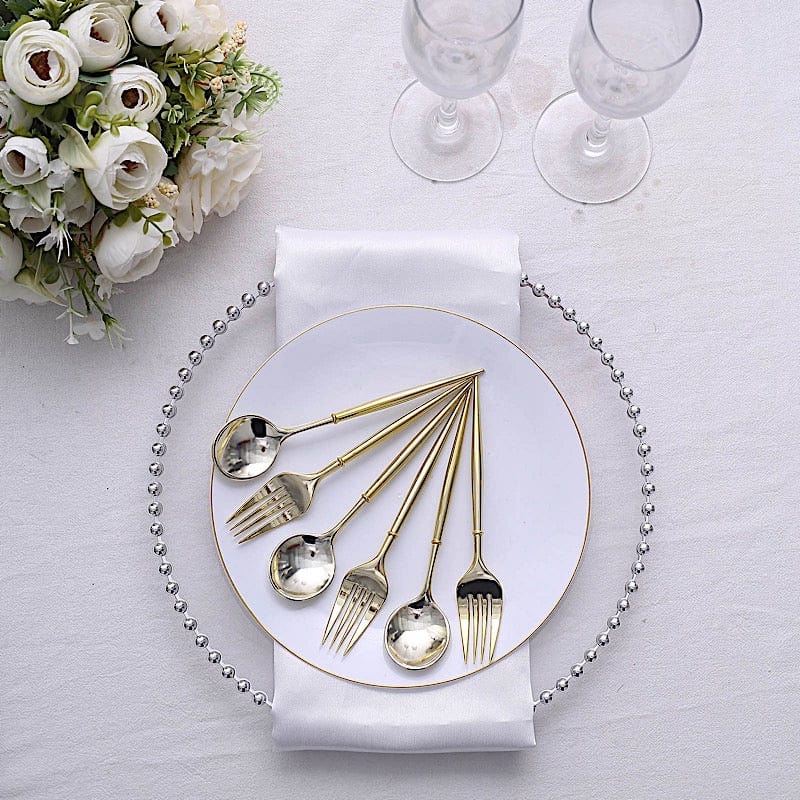 24 pcs 6" Gold Premium Fork and Spoon Plastic Cutlery - Disposable Tableware