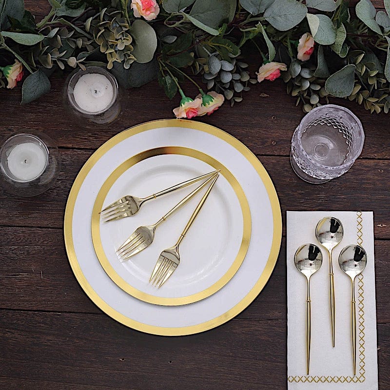 24 pcs 6" Gold Premium Fork and Spoon Plastic Cutlery - Disposable Tableware