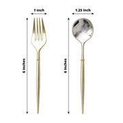 24 pcs 6" Gold Premium Fork and Spoon Plastic Cutlery - Disposable Tableware