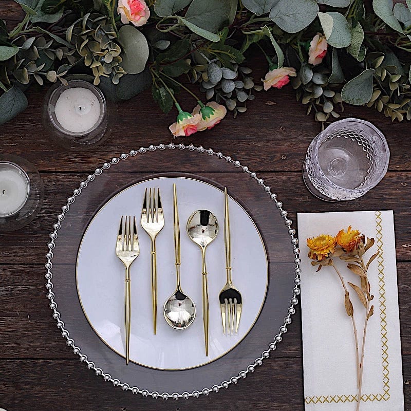 24 pcs 6" Gold Premium Fork and Spoon Plastic Cutlery - Disposable Tableware