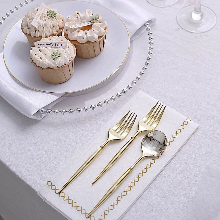 24 pcs 6" Gold Premium Fork and Spoon Plastic Cutlery - Disposable Tableware