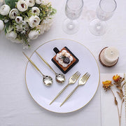 24 pcs 6" Gold Premium Fork and Spoon Plastic Cutlery - Disposable Tableware