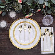 24 pcs 6" Gold Premium Fork and Spoon Plastic Cutlery - Disposable Tableware
