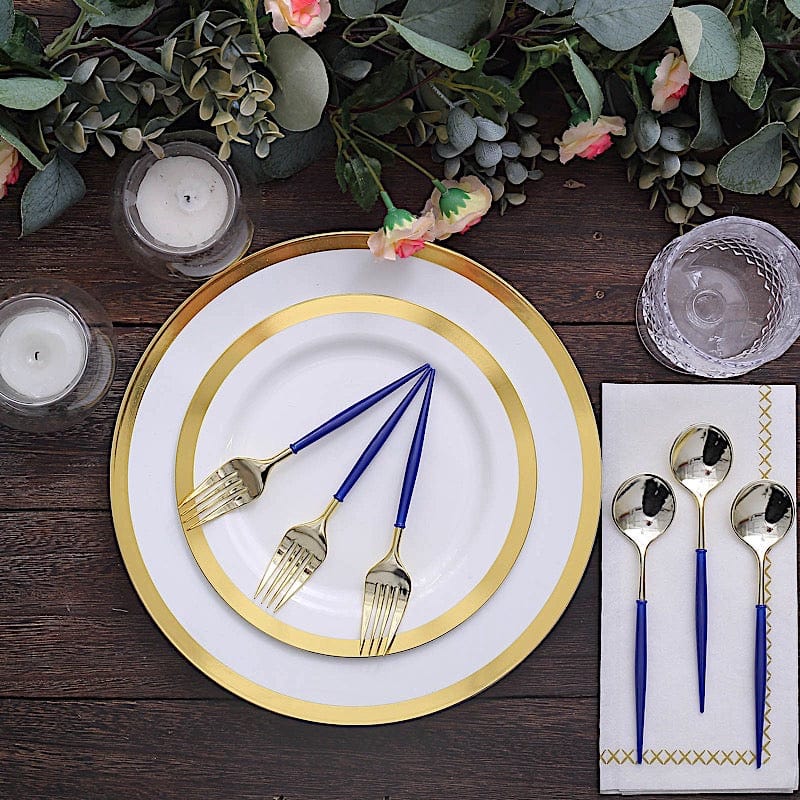 24 pcs 6" Gold Premium Fork and Spoon Plastic Cutlery - Disposable Tableware