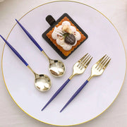 24 pcs 6" Gold Premium Fork and Spoon Plastic Cutlery - Disposable Tableware