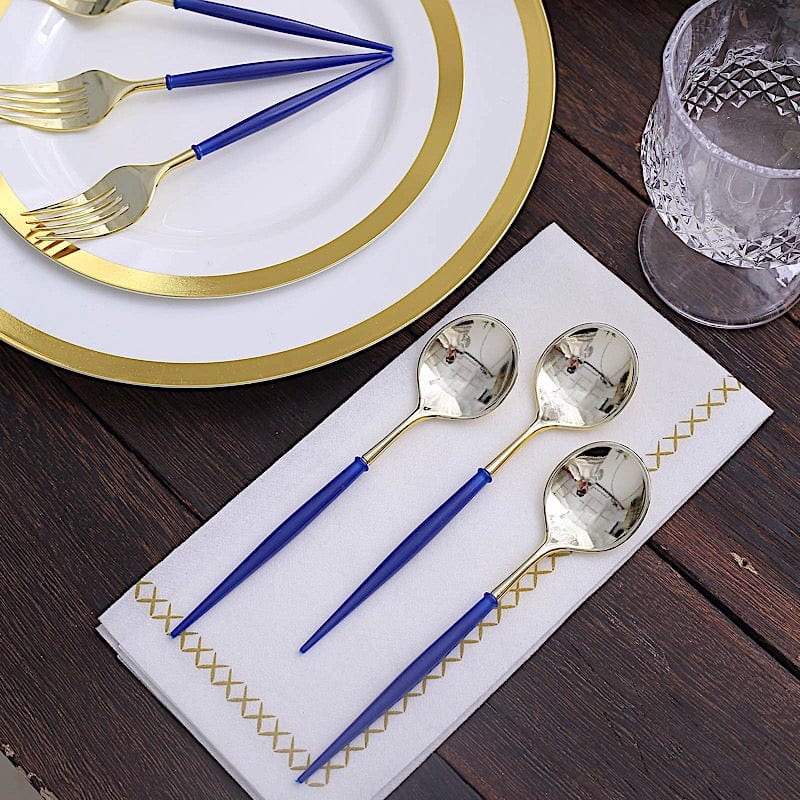 24 pcs 6" Gold Premium Fork and Spoon Plastic Cutlery - Disposable Tableware