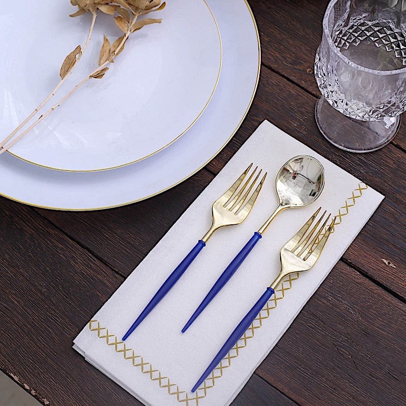 24 pcs 6" Gold Premium Fork and Spoon Plastic Cutlery - Disposable Tableware