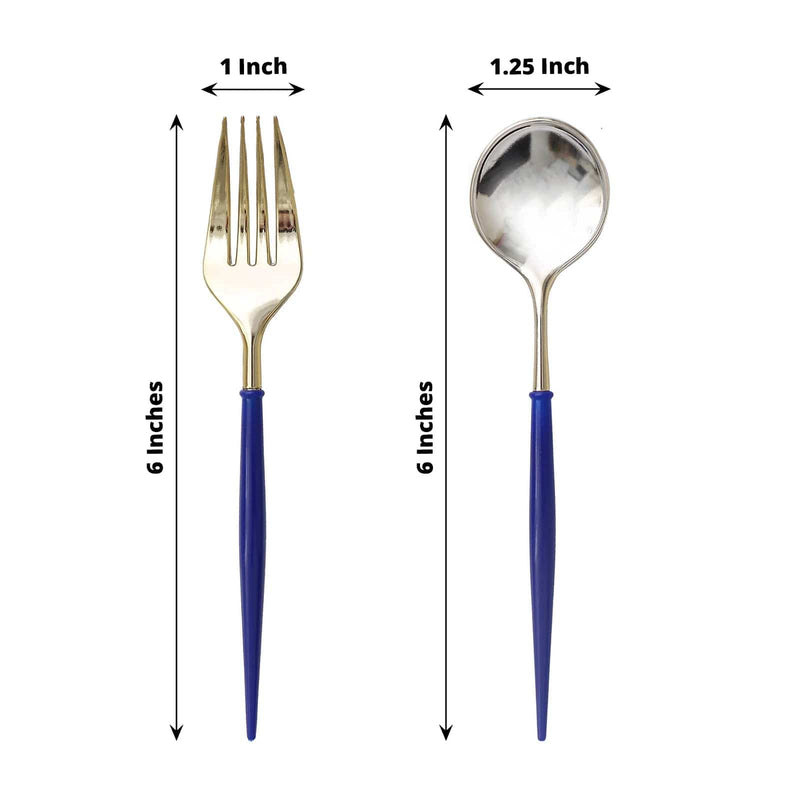 24 pcs 6" Gold Premium Fork and Spoon Plastic Cutlery - Disposable Tableware