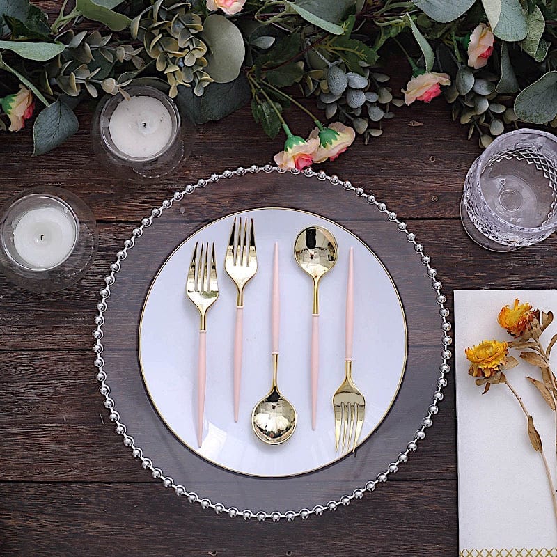 24 pcs 6" Gold Premium Fork and Spoon Plastic Cutlery - Disposable Tableware