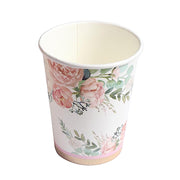 24 pcs 9 oz Pink and Gold Foil Peony Flower Paper Cups - Disposable Tableware DSP_PCUP_024_9_GOLD