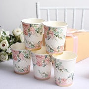 24 pcs 9 oz Pink and Gold Foil Peony Flower Paper Cups - Disposable Tableware DSP_PCUP_024_9_GOLD