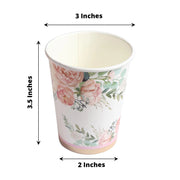 24 pcs 9 oz Pink and Gold Foil Peony Flower Paper Cups - Disposable Tableware DSP_PCUP_024_9_GOLD
