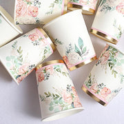 24 pcs 9 oz Pink and Gold Foil Peony Flower Paper Cups - Disposable Tableware DSP_PCUP_024_9_GOLD