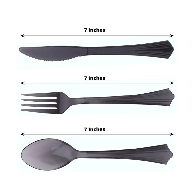24 pcs Clear Elegant Forks Spoons and Knives Set - Disposable Tableware