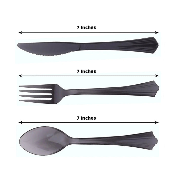 24 pcs Clear Elegant Forks Spoons and Knives Set - Disposable Tableware