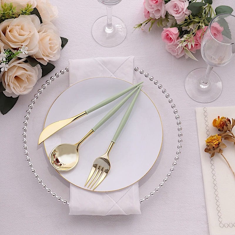 24 pcs Plastic Cutlery Spoon Fork Knife Set - Disposable Tableware