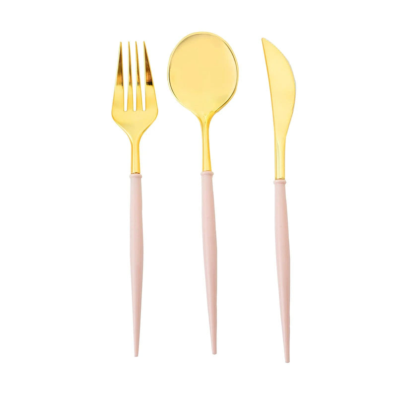 24 pcs Plastic Cutlery Spoon Fork Knife Set - Disposable Tableware DSP_YY0010_8_GD_046