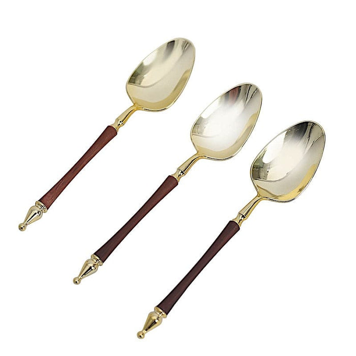 24 Plastic 6" Dessert Spoons with Roman Column Handle - Disposable Tableware DSP_YS0015_6_BRN