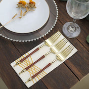 24 Plastic 8" Gold Brown Plastic Forks with Roman Column Handle - Disposable Tableware DSP_YF0015_8_BRN