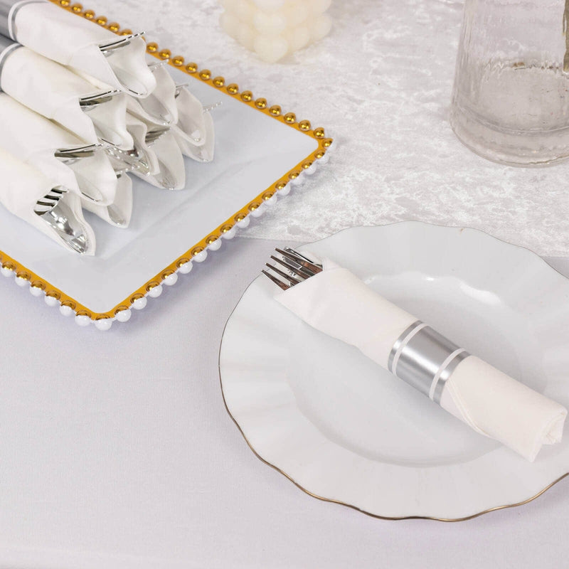 24 Plastic Silverware with Pre Rolled Paper Napkins