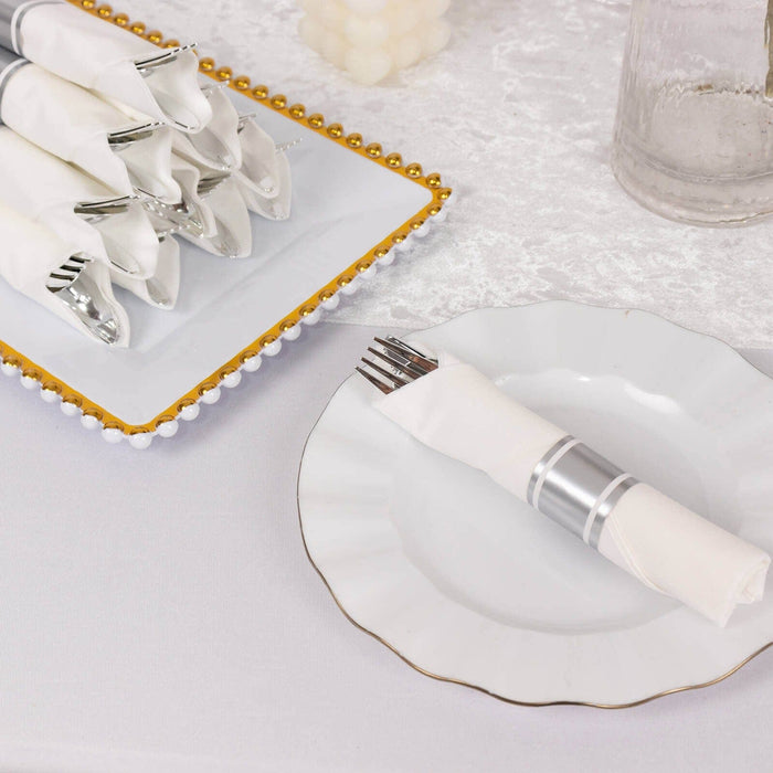 24 Plastic Silverware with Pre Rolled Paper Napkins
