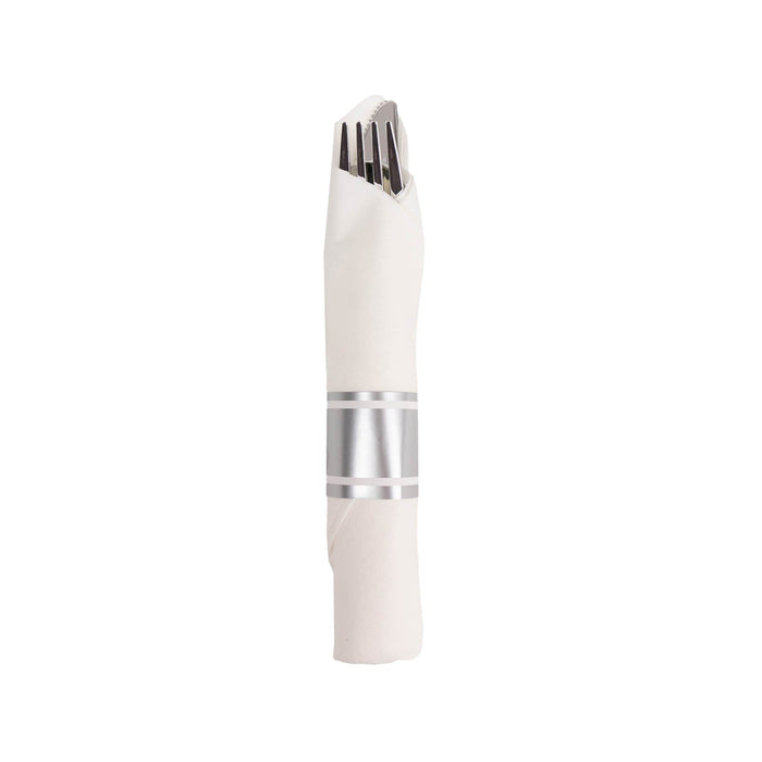 24 Plastic Silverware with Pre Rolled Paper Napkins
