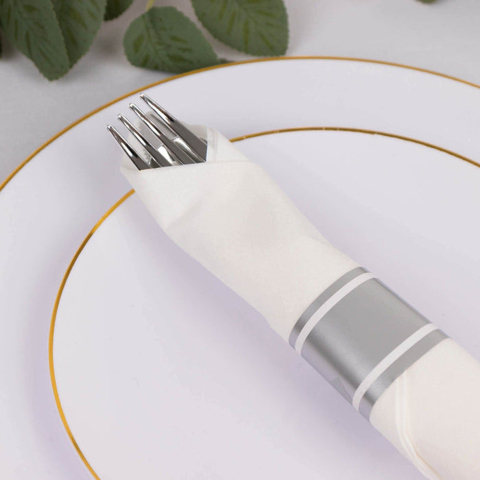 24 Plastic Silverware with Pre Rolled Paper Napkins