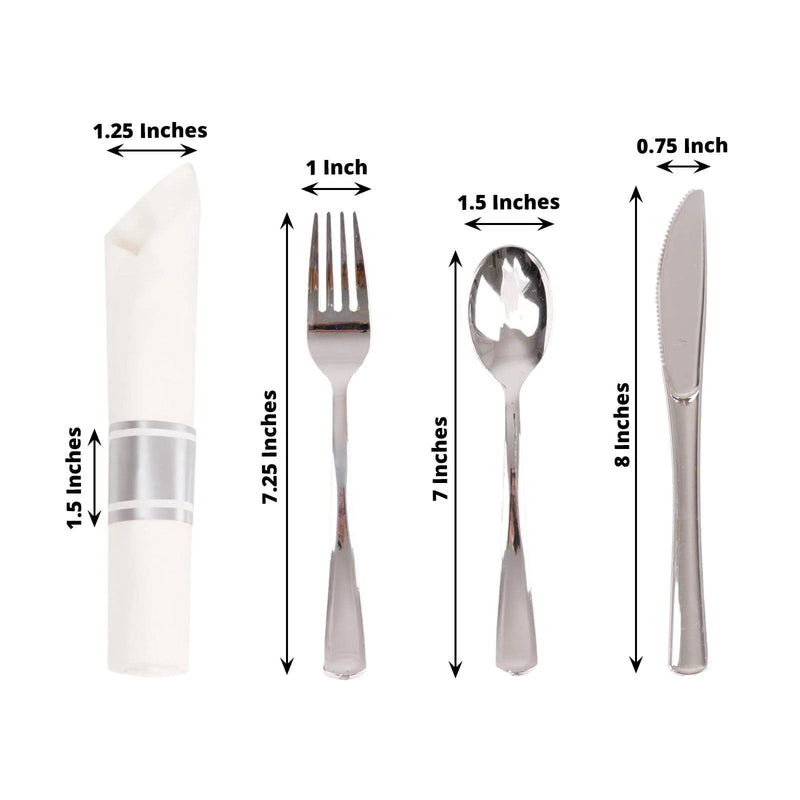 24 Plastic Silverware with Pre Rolled Paper Napkins