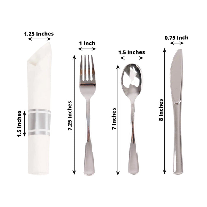 24 Plastic Silverware with Pre Rolled Paper Napkins