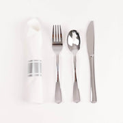 24 Plastic Silverware with Pre Rolled Paper Napkins DSP_YY001_KIT_SILV