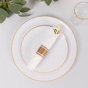 24 Plastic Silverware with Pre Rolled White Paper Napkins - Rose Gold