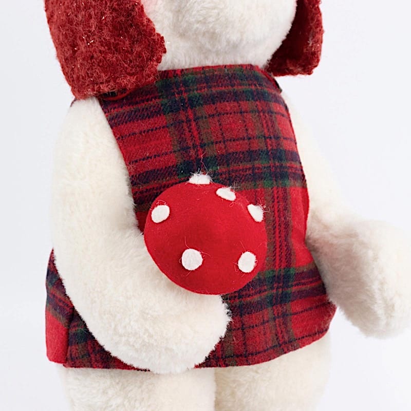 24" Plush Teddy Bear Gnome Christmas Figurine with Red Plaid Outfit - White DECO_XMAS_BEAR04_24_WHT
