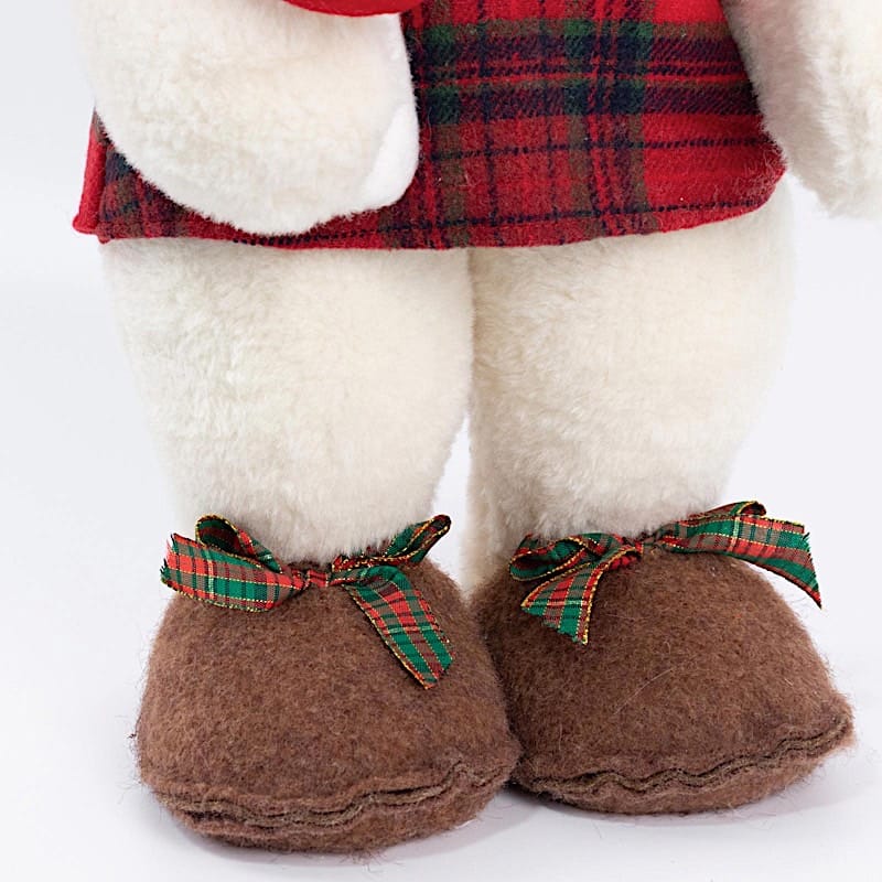 24" Plush Teddy Bear Gnome Christmas Figurine with Red Plaid Outfit - White DECO_XMAS_BEAR04_24_WHT