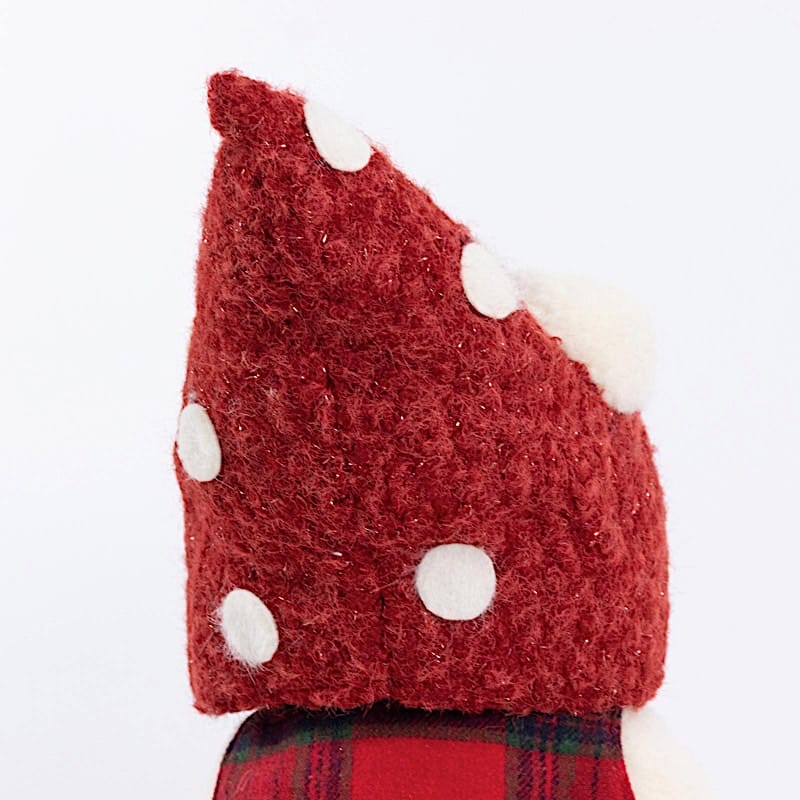 24" Plush Teddy Bear Gnome Christmas Figurine with Red Plaid Outfit - White DECO_XMAS_BEAR04_24_WHT