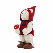 24" Plush Teddy Bear Gnome Christmas Figurine with Red Plaid Outfit - White DECO_XMAS_BEAR04_24_WHT