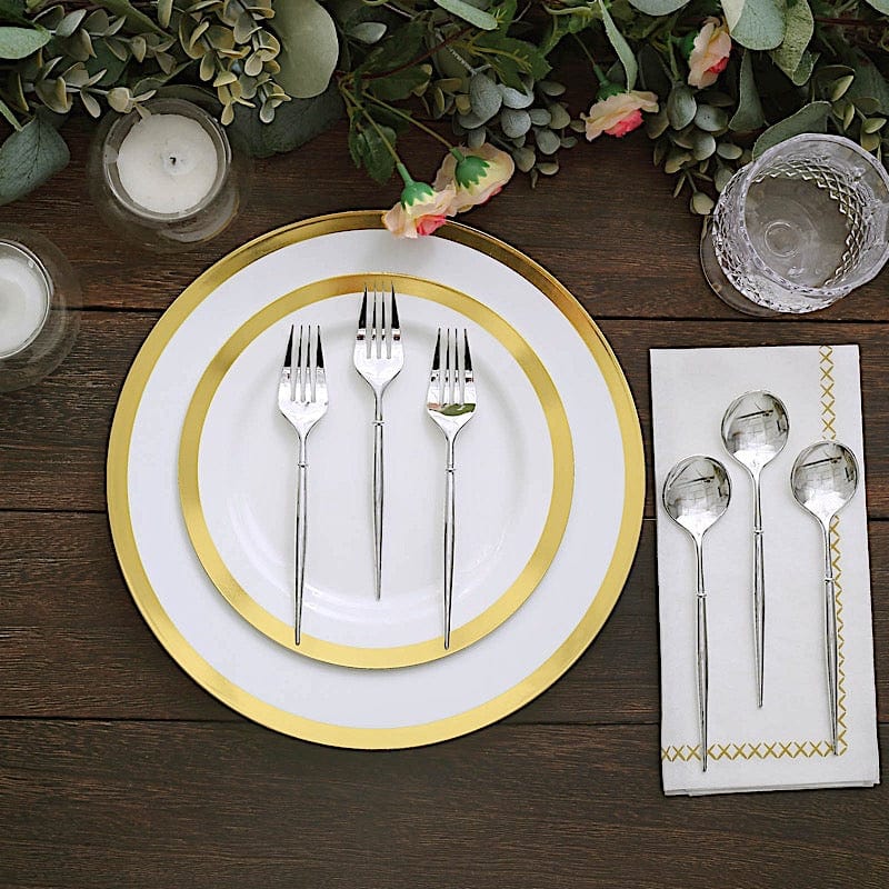 24 Premium 6" Plastic Cutlery Spoons and Forks Set - Disposable Tableware