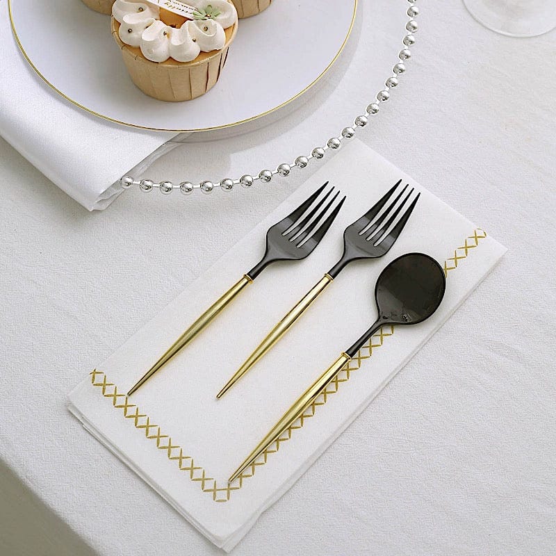 24 Premium 6" Plastic Cutlery Spoons and Forks Set - Disposable Tableware