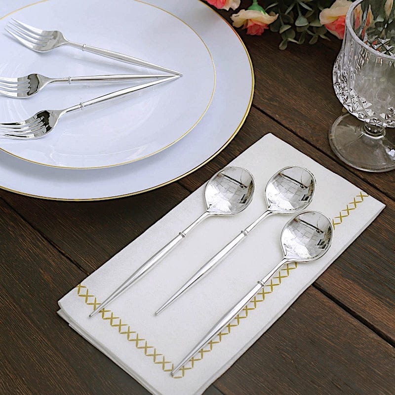 24 Premium 6" Plastic Cutlery Spoons and Forks Set - Disposable Tableware